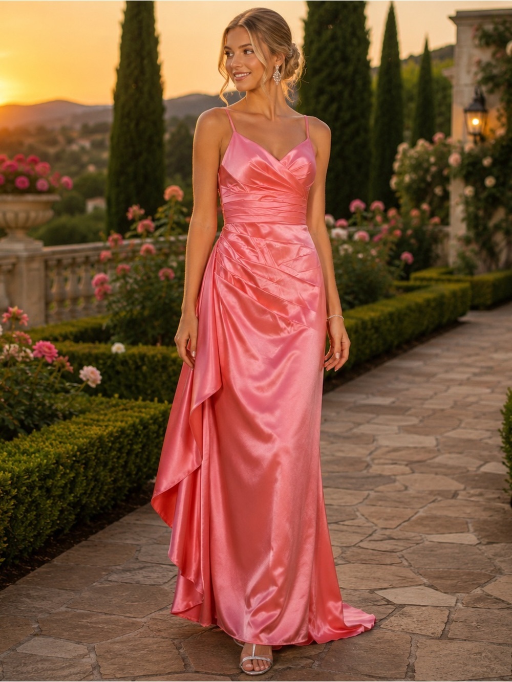 Suzhou Dress Size 2 Coral Satin Formal Gown Corset Back NWT Prom